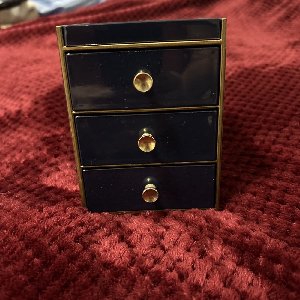Small Vintage Otagiri Japan  Jewelry Trinket Box w/ 3 Drawer & Mirror - Seagulls